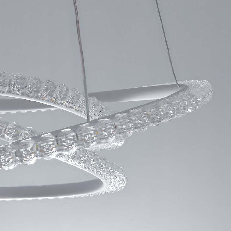 Cнимок Люстра светодиодная 1 плафон 56*39*80 см 52 Вт 13000LM 25м2 3 цвета пульт белый Baizheng