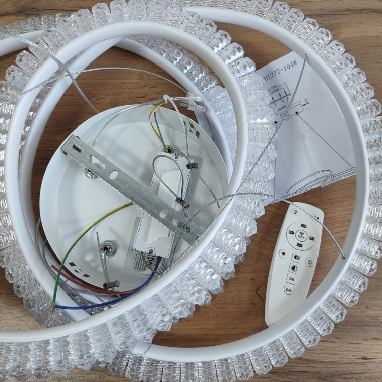 Фото №1 Люстра светодиодная 1 плафон 56*39*80 см 52 Вт 13000LM 25м2 3 цвета пульт белый Baizheng