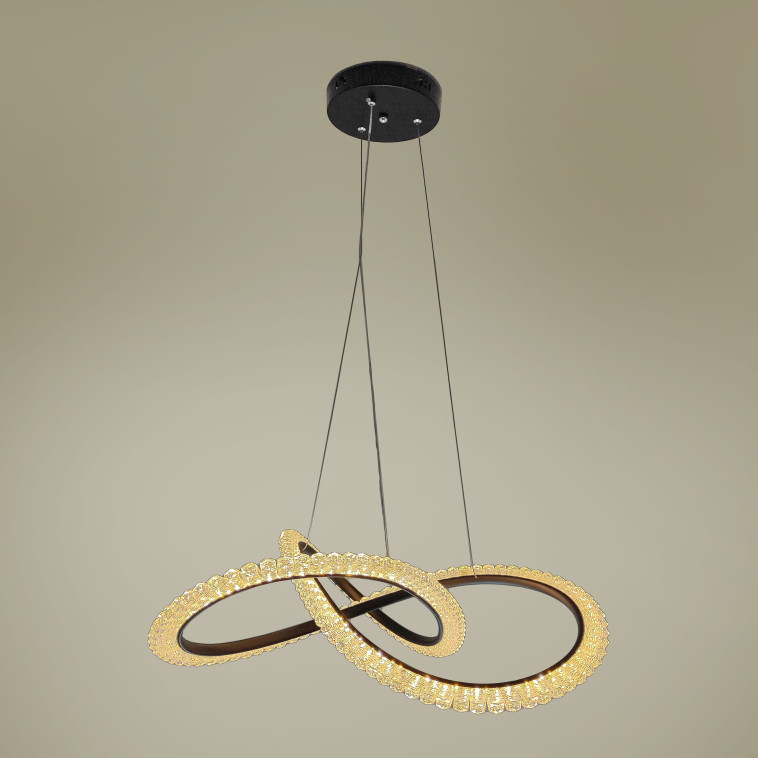 Изображение Люстра светодиодная 1 плафон 57*80 см 43Вт 10750LM 20м2 3 цвета пульт черный Baizheng