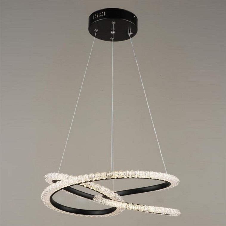 Фото Люстра светодиодная 1 плафон 57*80 см 49 Вт 12250LM 25м2 3 цвета пульт черный Baizheng