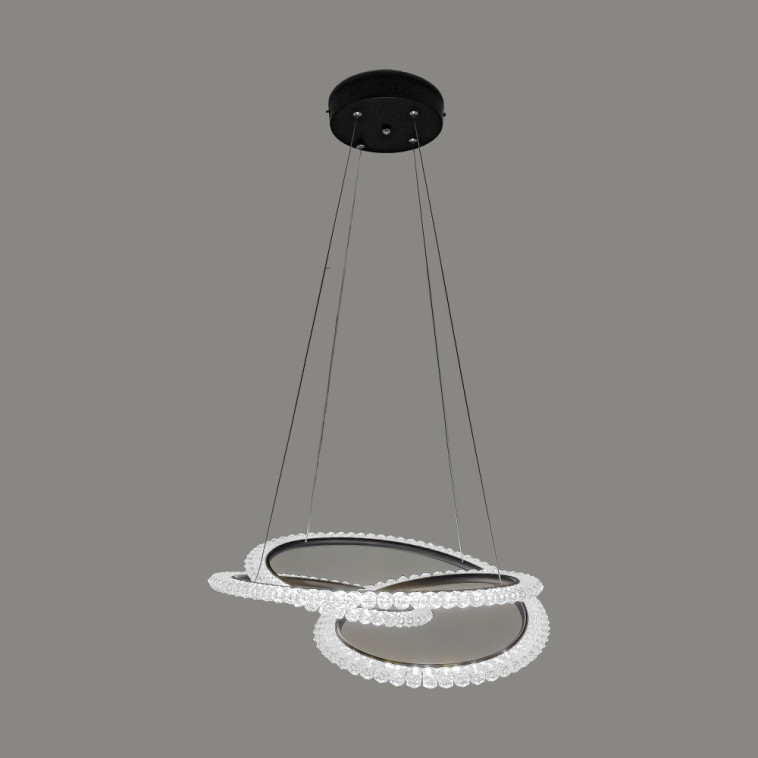 Изображение Люстра светодиодная 1 плафон 57*80 см 49 Вт 12250LM 25м2 3 цвета пульт черный Baizheng