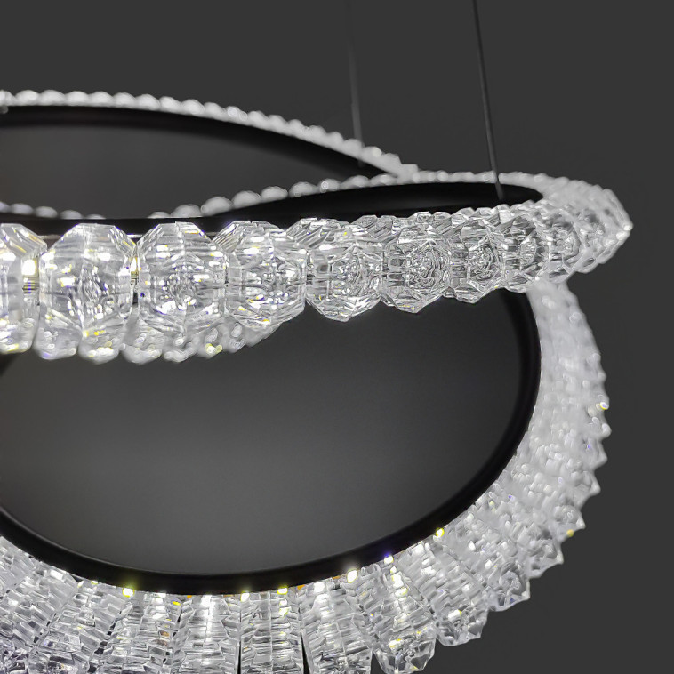 Картинка Люстра светодиодная 1 плафон 57*80 см 49 Вт 12250LM 25м2 3 цвета пульт черный Baizheng