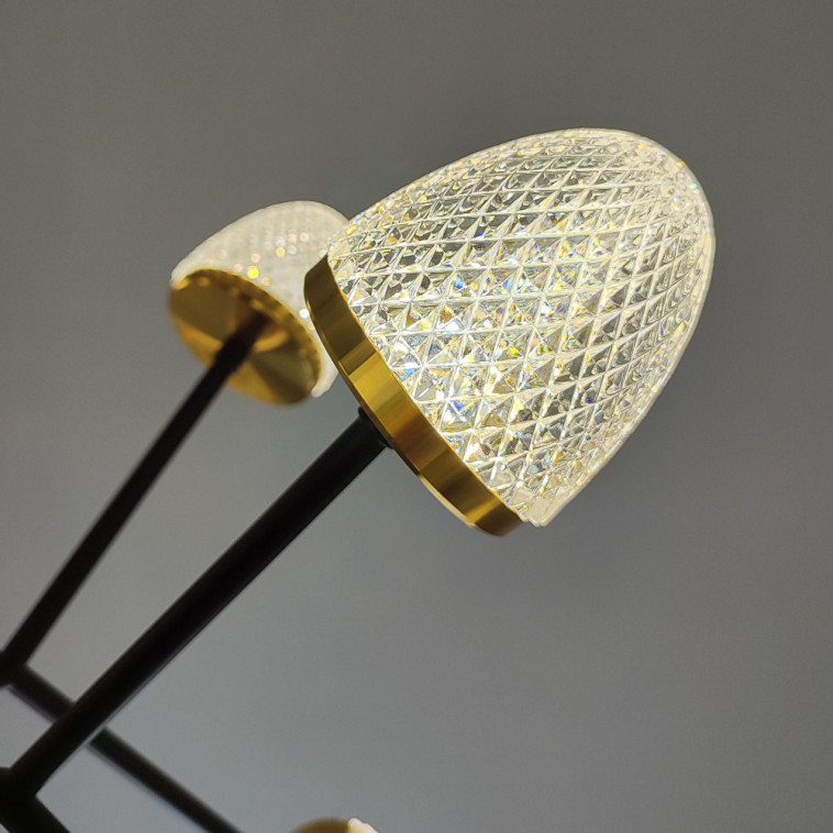 Изображение Люстра светодиодная 12 плафонов 65*63 см 72Вт 18000LM 32м2 3 цвета черный золото Baizheng