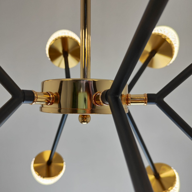 Фотография Люстра светодиодная 12 плафонов 65*63 см 72Вт 18000LM 32м2 3 цвета черный золото Baizheng