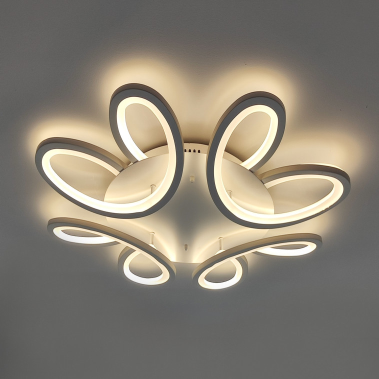 Картинка Люстра светодиодная 4 плафона 74*11 см 48Вт 12000LM 22м2 3 цвета пульт белый Baizheng