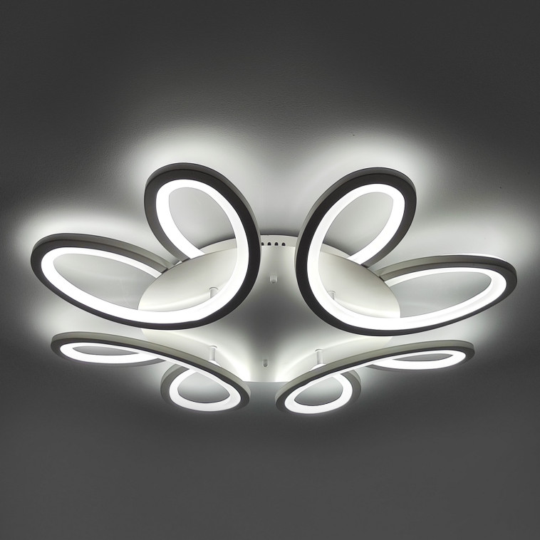 Фотография Люстра светодиодная 4 плафона 74*11 см 48Вт 12000LM 22м2 3 цвета пульт белый Baizheng