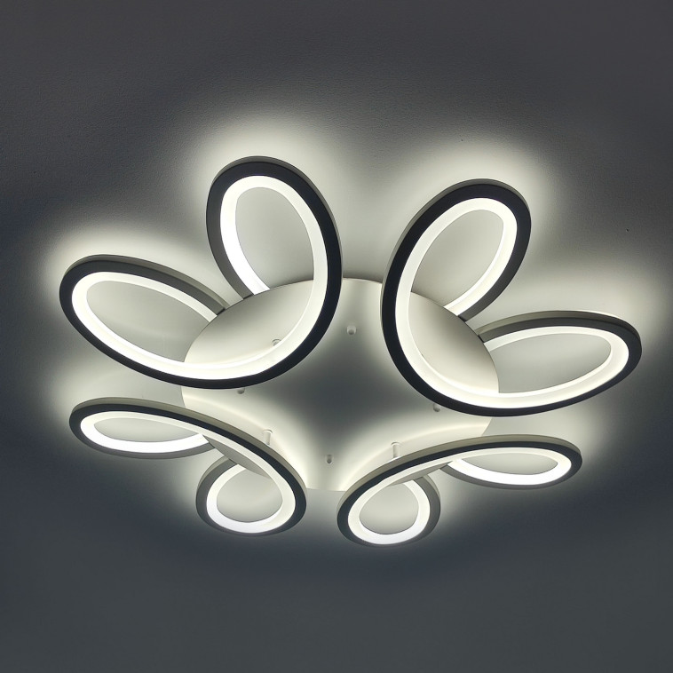 Cнимок Люстра светодиодная 4 плафона 74*11 см 48Вт 12000LM 22м2 3 цвета пульт белый Baizheng