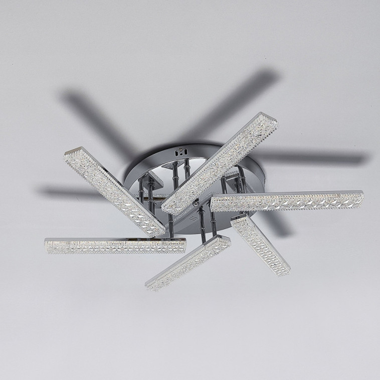 Изображение Люстра светодиодная 6 плафонов 66*12 см 60Вт 15000LM 27м2 3 цвета пульт хром Baizheng