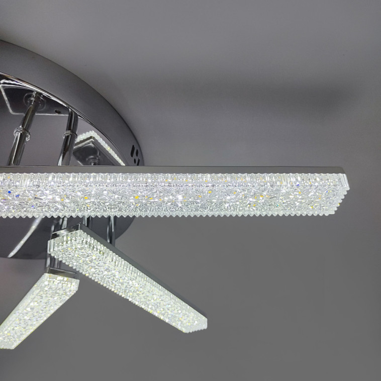 Фотография Люстра светодиодная 6 плафонов 66*12 см 60Вт 15000LM 27м2 3 цвета пульт хром Baizheng