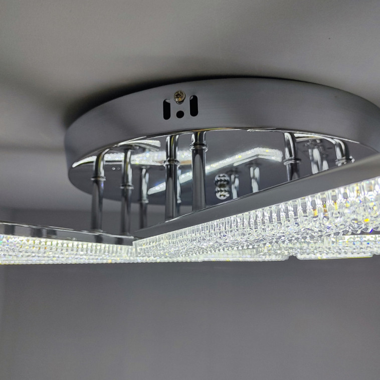 Cнимок Люстра светодиодная 6 плафонов 66*12 см 60Вт 15000LM 27м2 3 цвета пульт хром Baizheng