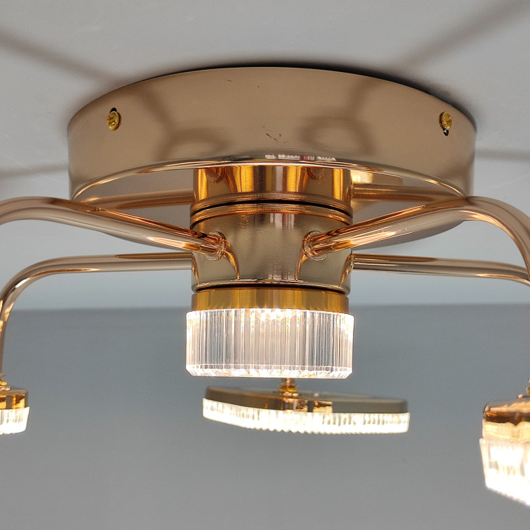 Cнимок Люстра светодиодная 6 плафонов 80*15 см 55Вт 13750LM 25м2 3 цвета пульт золото Baizheng