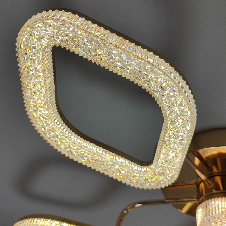 Рисунок Люстра светодиодная 6 плафонов 80*15 см 55Вт 13750LM 25м2 3 цвета пульт золото Baizheng