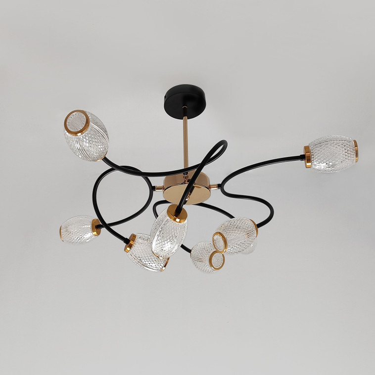 Фото Люстра светодиодная 8 плафонов 89*27,5 см 24Вт 6000LM 15м2 3 цвета черный золото Baizheng