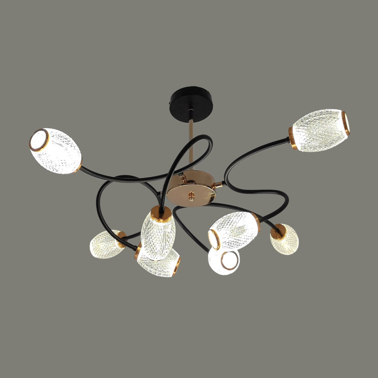 Изображение Люстра светодиодная 8 плафонов 89*27,5 см 24Вт 6000LM 15м2 3 цвета черный золото Baizheng