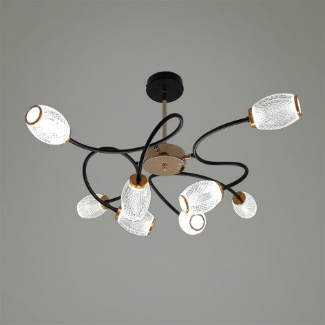 Люстра светодиодная 8 плафонов 89*27,5 см 24Вт 6000LM 15м2 3 цвета черный золото Baizheng