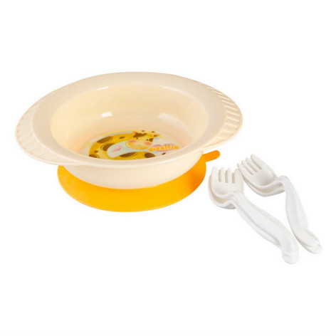 Набор пластиковой посуды 5 предметов тарелка 0,5 л ложка 2 шт вилка 2 шт Giraffix Полимербыт