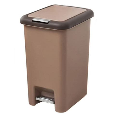 Ведро пластиковое для мусора  8 л 195*245*305 мм с педалью коричневый Baizheng