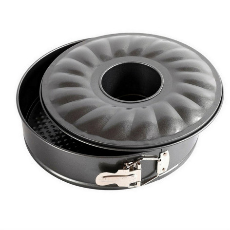 Форма металлическая 26х26х6,5 см для выпечки круг со сменным дном разъемная черный Baizheng