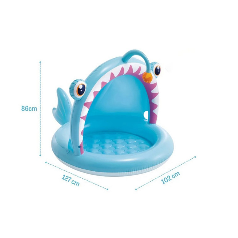 Бассейн надувной 127*102*86 см 45 л навес Рыба-удильщик Intex