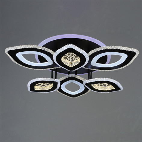 Люстра светодиодная 6 плафонов 72*16 см 180Вт 22500LM 40м2 4 цвета пульт прилож черный Baizheng