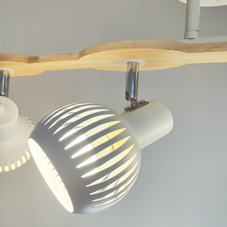 Изображение Светильник спот 4 плафона 71*20*25 см Е27 60Вт 16м2 плафон металл белый-дерево Baizheng