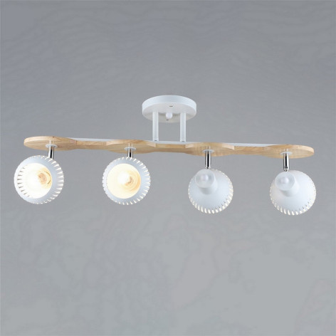 Светильник спот 4 плафона 71*20*25 см Е27 60Вт 16м2 плафон металл белый-дерево Baizheng