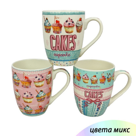 Кружка керамическая 360 мл в ассортименте Cakes Baizheng