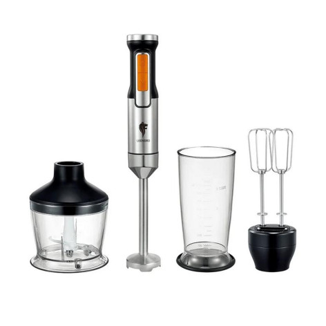 Блендерный набор  800 Вт погруж часть нерж сталь чаша пласт 0,8 л 2 скор черный LE-171 Leonord