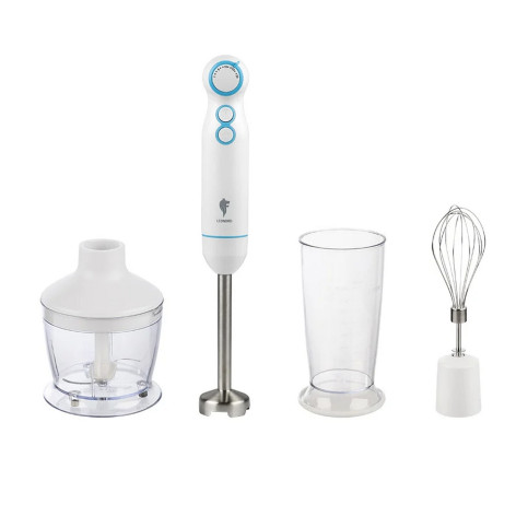 Блендерный набор 800Вт погруж часть нерж сталь чаш пласт 0,8 л 2 скор бел LE-1722 Leonord