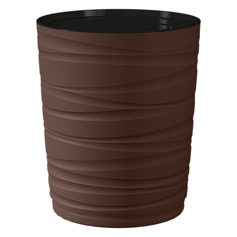 Кашпо пластиковое  15 л темно-коричневый черная вставка Модерн Медиум Bmc