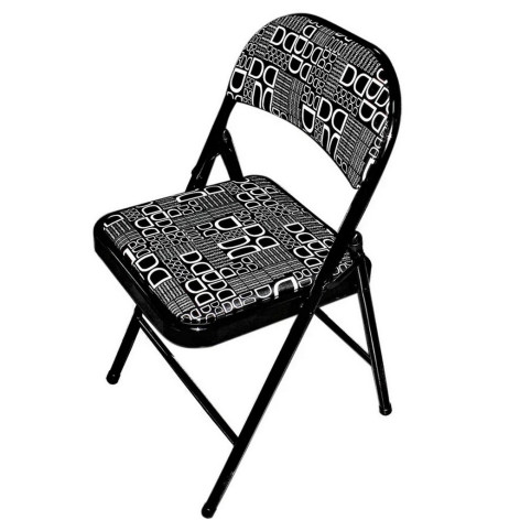 Стул металлический складной 960х470х450 мм мягкое сиденье черно-белый Baizheng