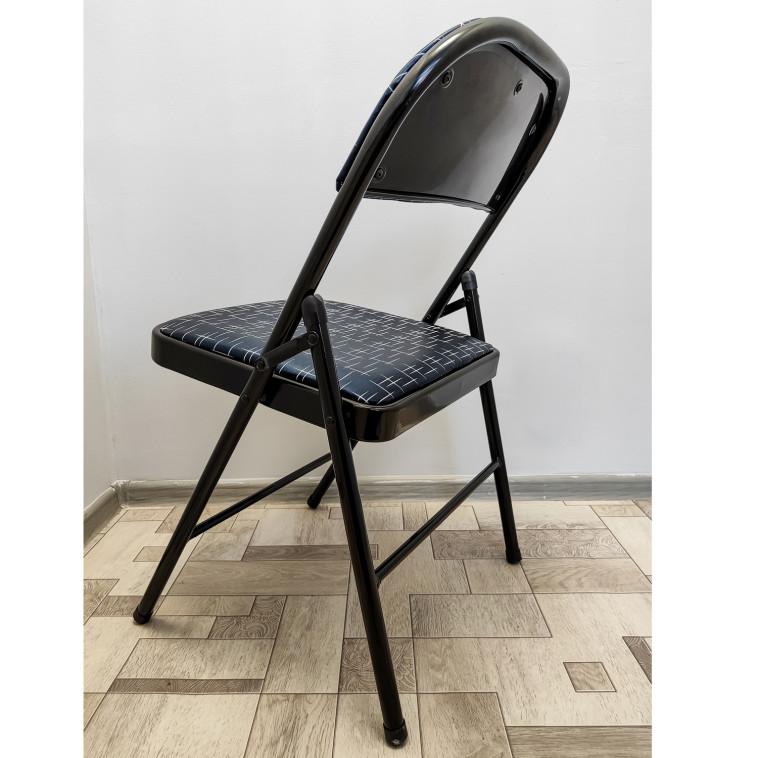 Картинка Стул металлический складной 960х470х450 мм мягкое сиденье черно-коричневый Baizheng