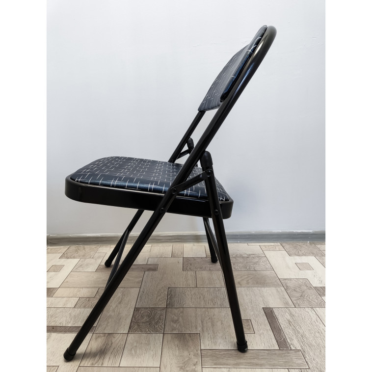 Фотография Стул металлический складной 960х470х450 мм мягкое сиденье черно-коричневый Baizheng