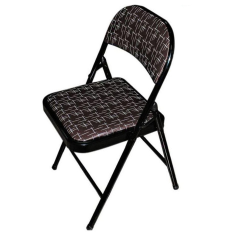 Стул металлический складной 960х470х450 мм мягкое сиденье черно-коричневый Baizheng