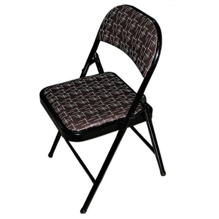 Стул металлический складной 960х470х450 мм мягкое сиденье черно-коричневый Baizheng