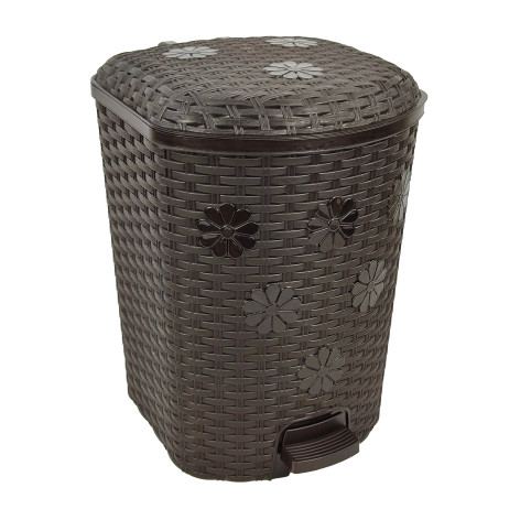 Ведро пластиковое для мусора  12 л 228х225х336 мм педаль венге Плетенка Альтернатива