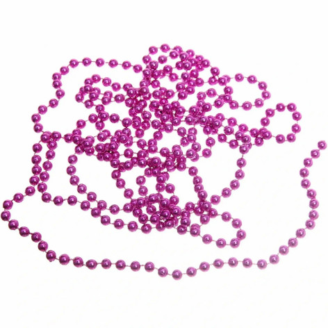 Бусы пластиковые на елку 2,7 м d-6 мм фуксия Шарик Серпантин