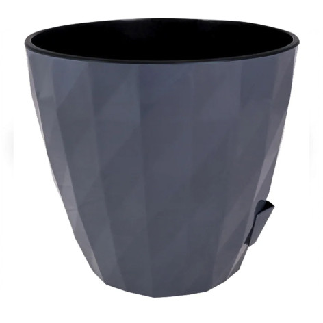 Кашпо пластиковое  3 л антрацит черная вставка Соло Ruby Bmc