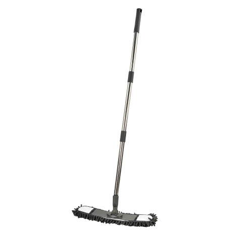 Основание для швабры пластиковое 39*8,5*6 см с тряпкой лапша с ручкой Графит Baizheng