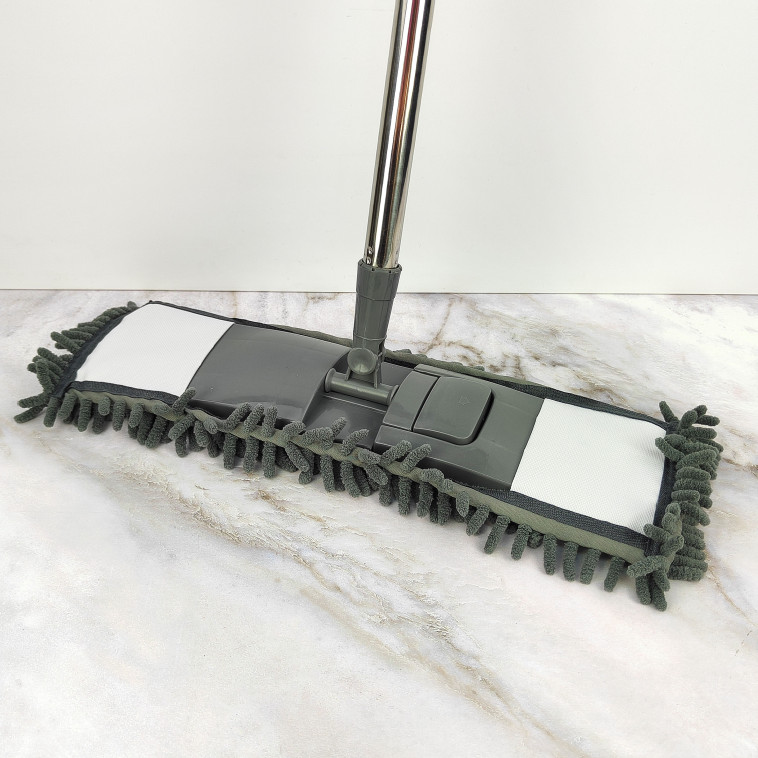 Фото Основание для швабры пластиковое 43*13 см с тряпкой лапша с ручкой Baizheng