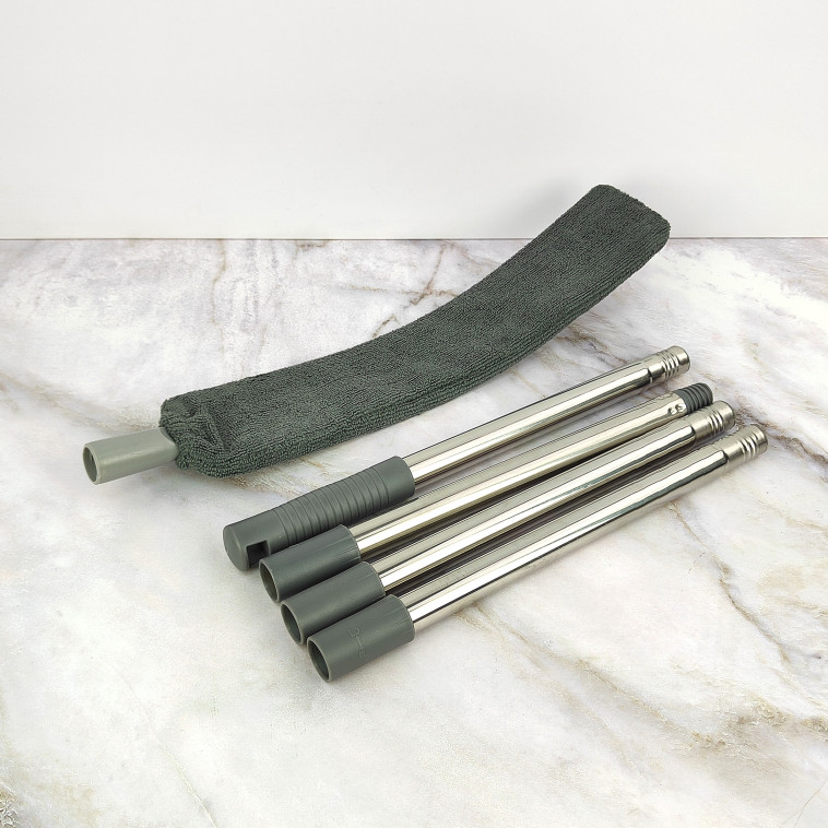 Фотография Основание для швабры пластиковое гибкое 41*7,5*2,5 см с тряпкой с ручкой Графит Baizheng