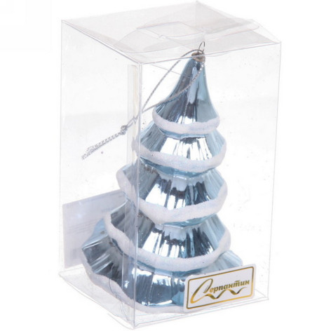 Украшение елочное пластик 7х7х11,5 см голубой Сказочная елка Серпантин