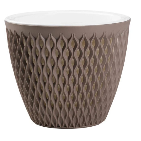 Кашпо пластиковое  3 л мокачино белая вставка Версаль Bmc