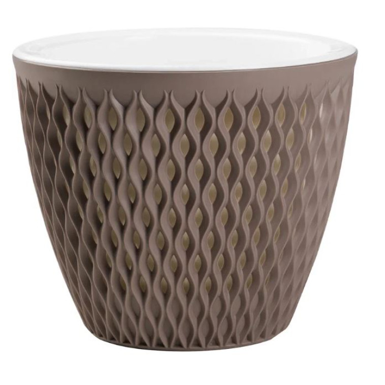 Кашпо пластиковое  3 л мокачино белая вставка Версаль Bmc