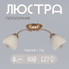 Мини изображение Люстра 2 плафона 55*15*20 см Е27 60Вт 9м2 плафон стекло бронза Baizheng