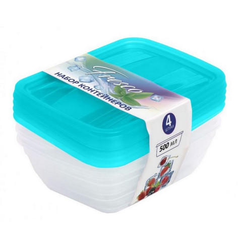 Набор пластиковых контейнеров 4 шт прямоуг бриз 500 мл Fresco Violet