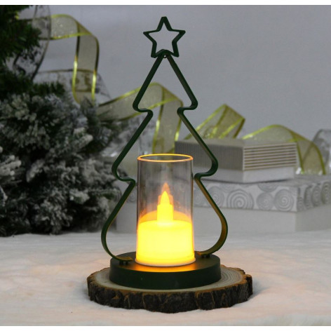 Сувенир новогодний с подсветкой 11*22,5 см зеленый Таинственная елочка