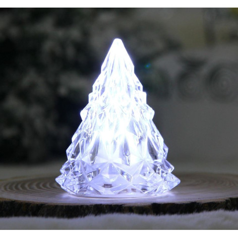 Сувенир новогодний с подсветкой 5*6 см белый Кристальная елочка