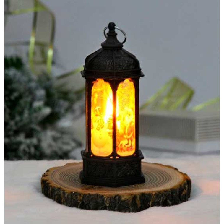 Сувенир новогодний с подсветкой 5*6*13 см черный Лампа зимняя симфония