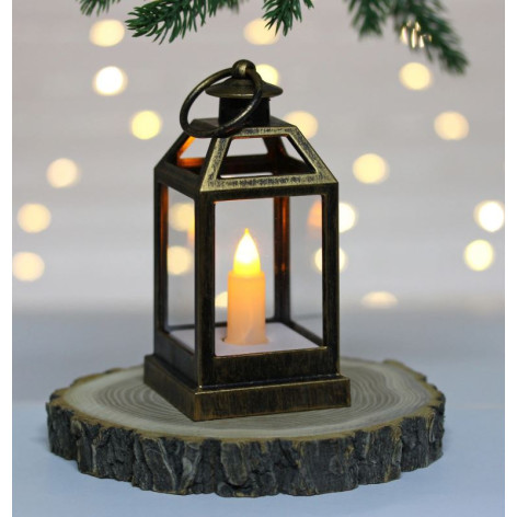 Сувенир новогодний с подсветкой 6*12,5 см бронза Свеча